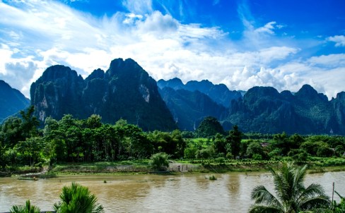 asian urban landscape,Vangvieng, Laos